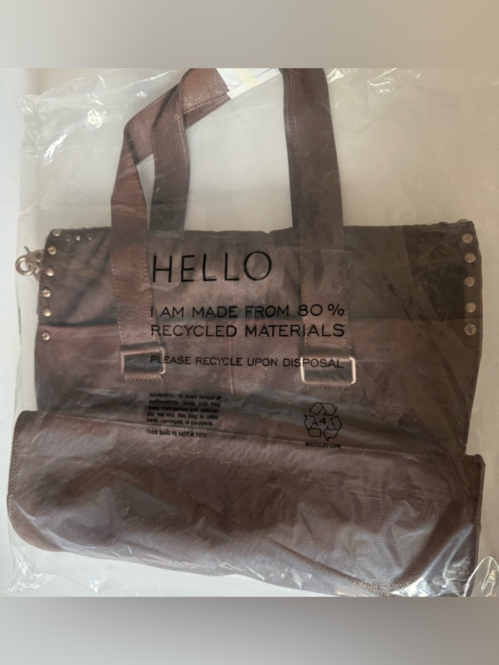NWT FREE PEOPLE We The Free Shay Stud Tote Handbag Bag Studded Espresso Brown - Picture 11 of 13